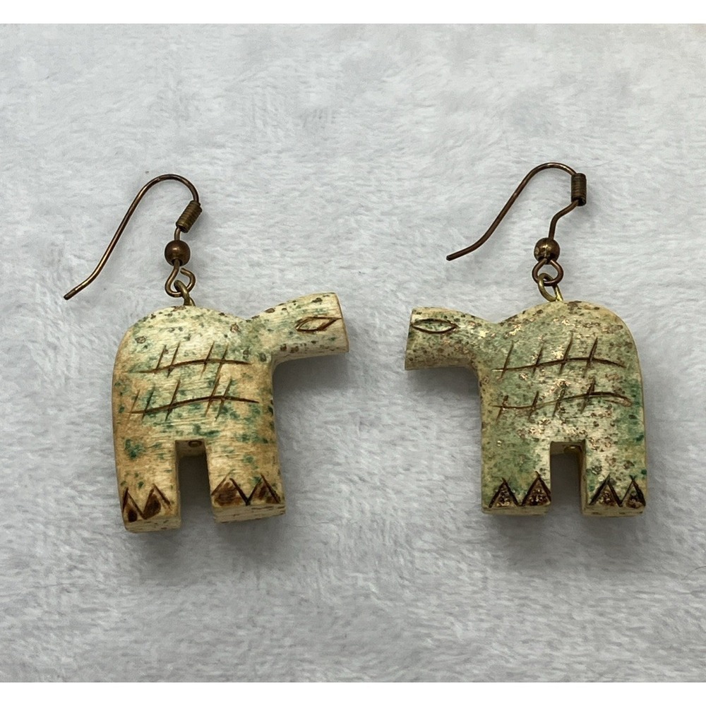 Hand‎ Carved Wooden 3D Abstract Horse Earrings Bohemian Western Artsy Cowgirl